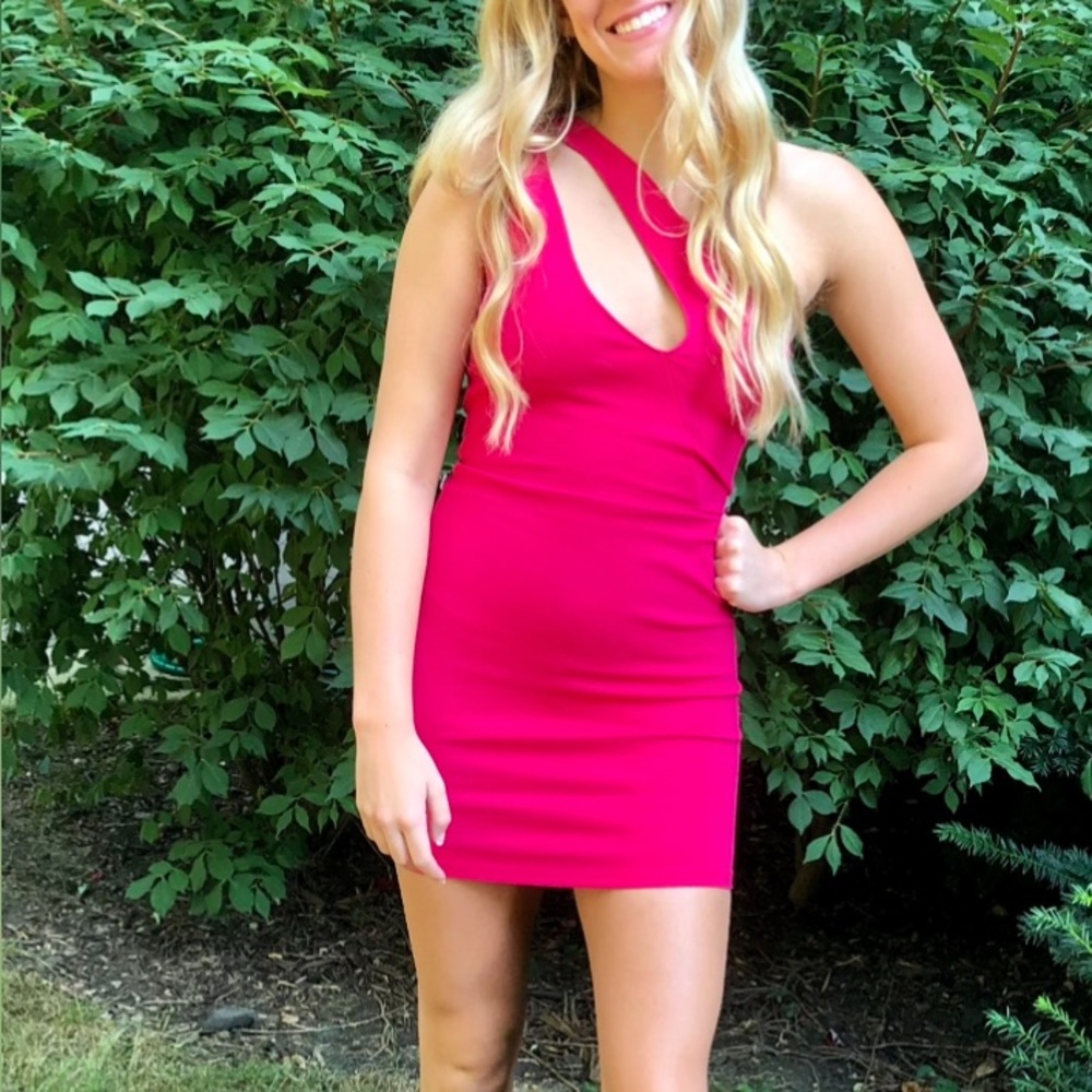 Superdown Vibrant Pink Mini Dress (stretchy and holds you in!)